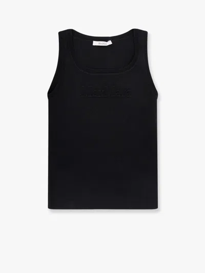 Max Mara Fitted Black Tank Top With Embossed Branding