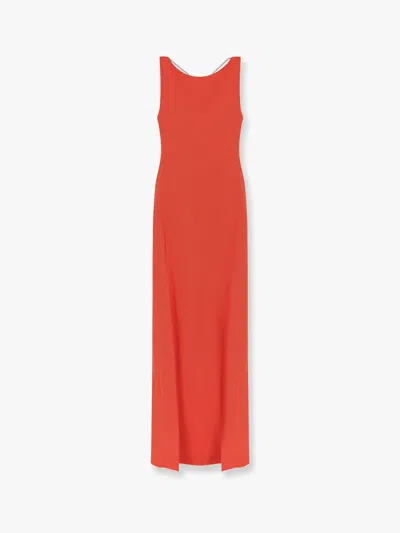 Max Mara Draped Back Knot Sleeveless Dress In Red