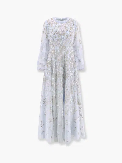 NEEDLE & THREAD EMBROIDERED TULLE LONG DRESS 