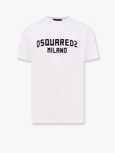 Dsquared2 White Crewneck T-shirt With Logo Lettering On The Front