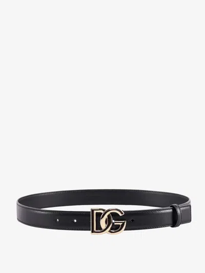 Dolce & Gabbana Belt In Calfskin With Crossed Dg Logo