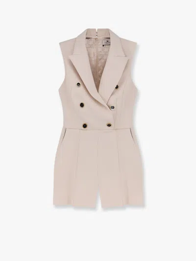 Elisabetta Franchi Jumpsuit With Sholder Pads And Leather Belt