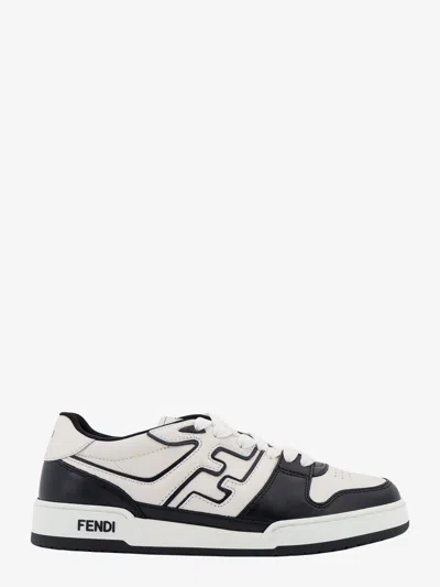Fendi Leather Sneakers With Ff Lateral Logo In Multi
