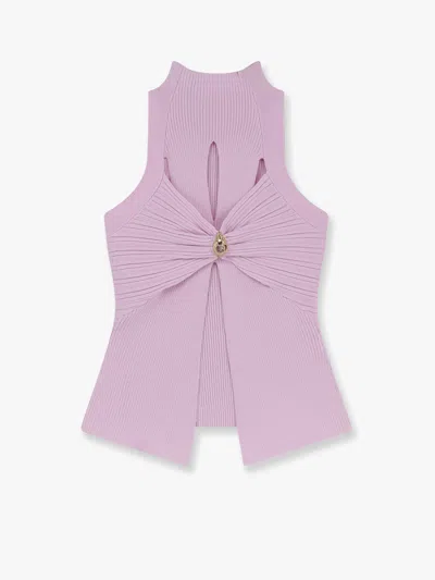 Elisabetta Franchi Ribbed Knitted Top With Metal Detail