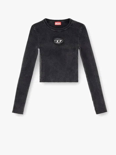 Diesel M-anchor-a Cropped Denim Sweatshirt With Cut-out Detail