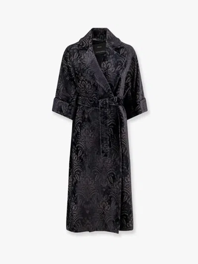 Max Mara Edolo Oversize Velvet Coat With Damask Motif