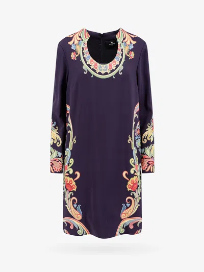 Etro Women Viscose Dress With Iconic Multicolor Print
