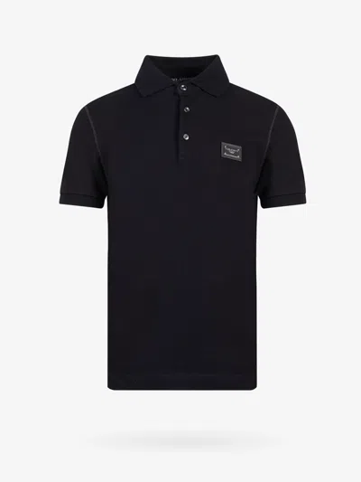 Dolce & Gabbana Dark Gray Logo Plaque Cotton Men Polo Shirt T-shirt