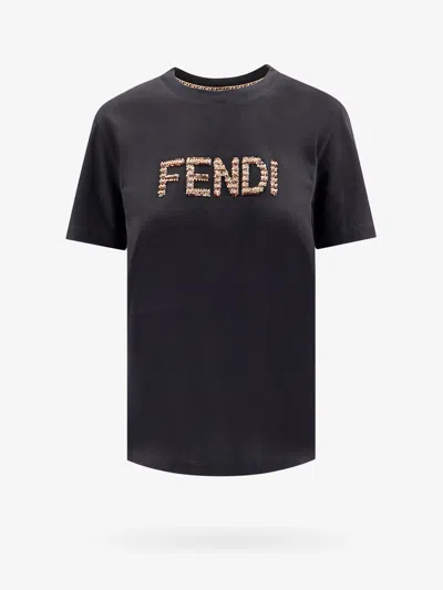 Shop Fendi Cotton T-shirt With Frontal Logo
