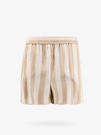 Fendi Silk Pequin Striped Waistband Shorts