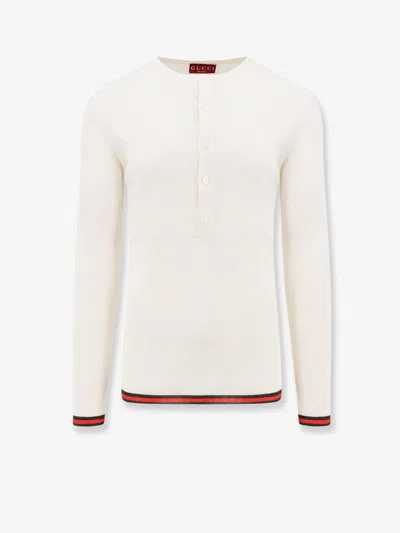 Gucci Web Stripe Ribbed-knit Silk Sweater
