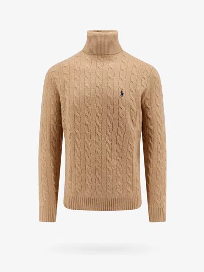 Polo Ralph Lauren Cable Knit Turtleneck Sweater With Embroidered Logo