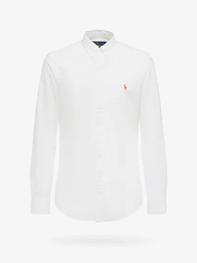 Polo Ralph Lauren Slim Fit White Cotton Shirt With Embroidered Logo