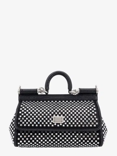 DOLCE E GABBANA SATIN HANDBAG WITH ALL-OVER RHINESTONES 