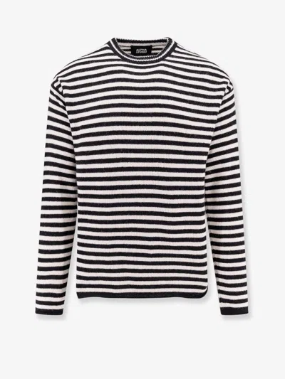 Alpha Studio Wool Blend Sweater With Striped Motif
