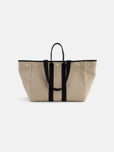 Alex Mill The Perfect Weekend Tote In Hemp Canvas In Flax/black