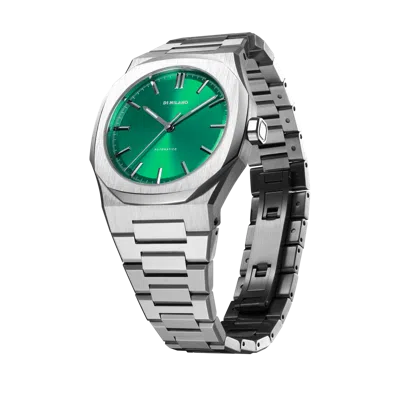 D1 Milano Green Scarabeo Ultra Thin Bracelet 40mm Stainless Steel Quartz Watch In Green/silver