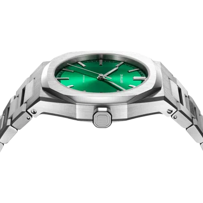 D1 Milano Green Scarabeo Ultra Thin Bracelet 40mm Stainless Steel Quartz Watch In Green/silver