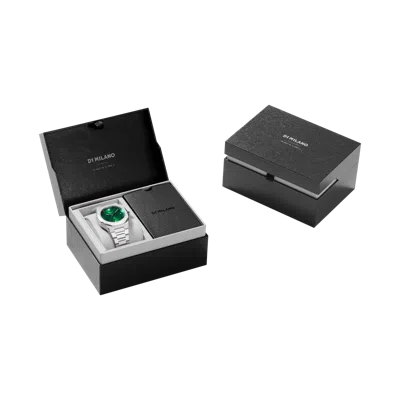 D1 Milano Green Scarabeo Ultra Thin Bracelet 40mm Stainless Steel Quartz Watch In Green/silver