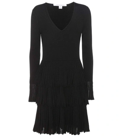 Diane Von Furstenberg Sharlynn Ruffled Bell Sleeve Dress In Black