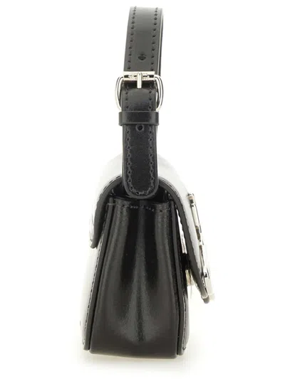 Vivienne Westwood Structured Leather Shoulder Bag With Metallic Emblem In White