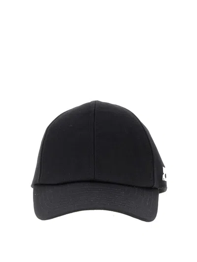 Courrèges Structured Black Cotton Baseball Cap With Embroidered Logo In Black