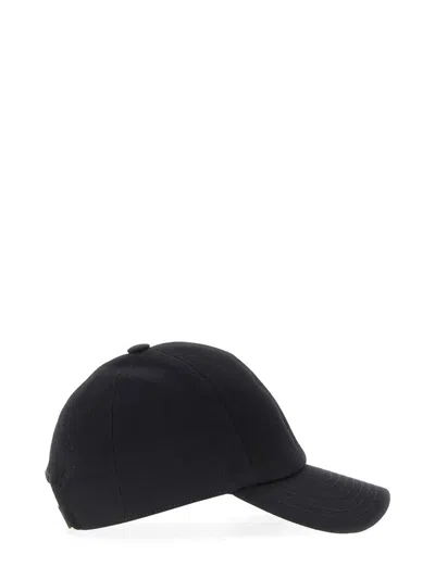Courrèges Structured Black Cotton Baseball Cap With Embroidered Logo In Black