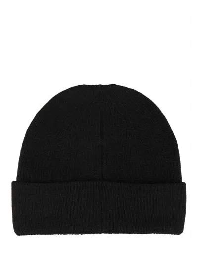 Fendi Men Black Beanie With Maxi Logo Lettering On Front In Wool Man In Black