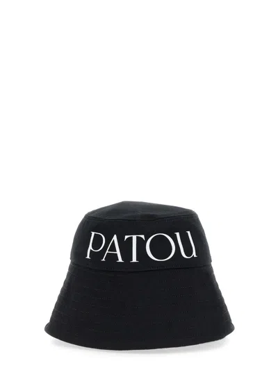 Patou Bucket Hat Cotton Curved Brim In Black