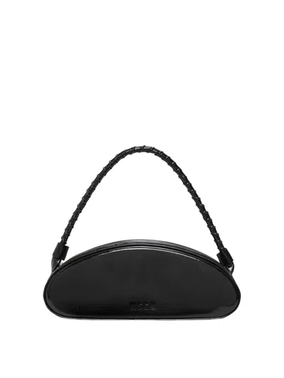 Msgm Logo-debossed Leather Tote Bag In Black