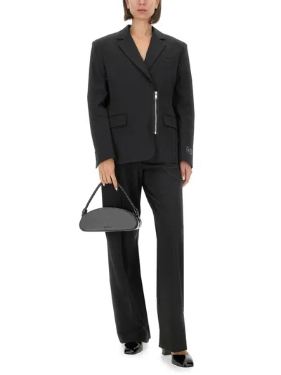 Msgm Logo-debossed Leather Tote Bag In Black