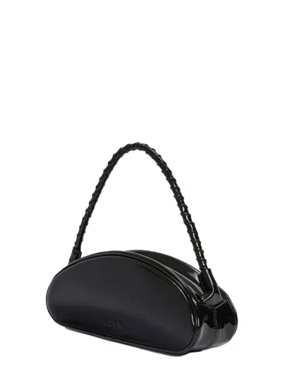 Msgm Logo-debossed Leather Tote Bag In Black