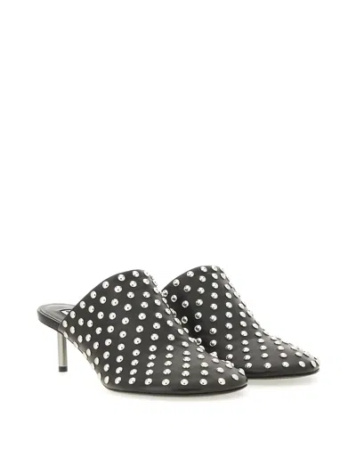 Jil Sander Black 60 Leather Studded Mules In Black