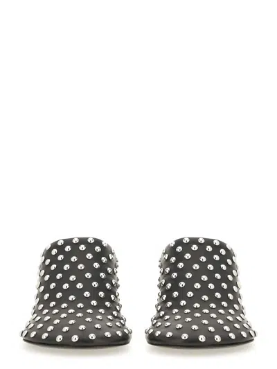 Jil Sander Black 60 Leather Studded Mules In Black