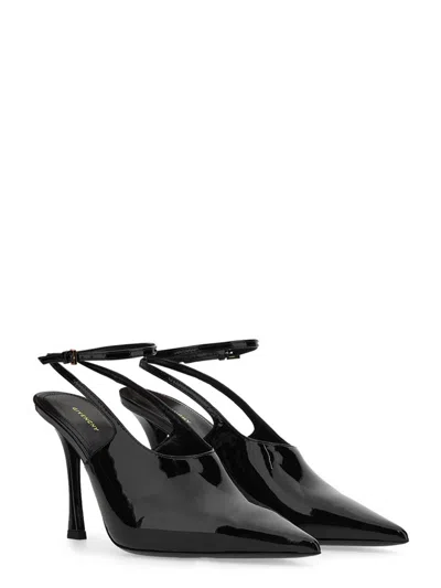 Givenchy Brushed Leather Slingbacks With 10cm Ankle Strap In Black