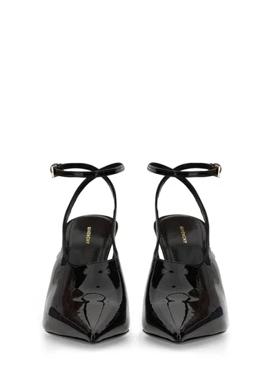 Givenchy Brushed Leather Slingbacks With 10cm Ankle Strap In Black