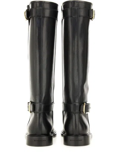 Givenchy Voyou Flat Boots In Leather In Black