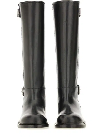 Givenchy Voyou Flat Boots In Leather In Black