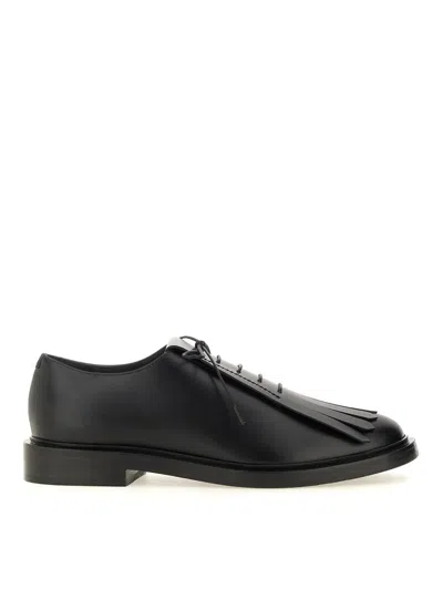 Max Mara Leather Derby. In Black