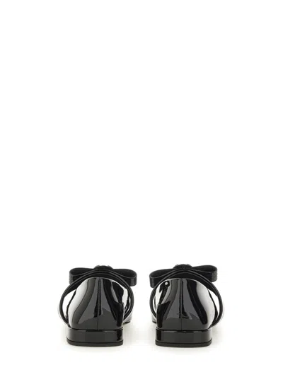 Versace 20mm Gianni Ribbon Patent Leather Flats In Black