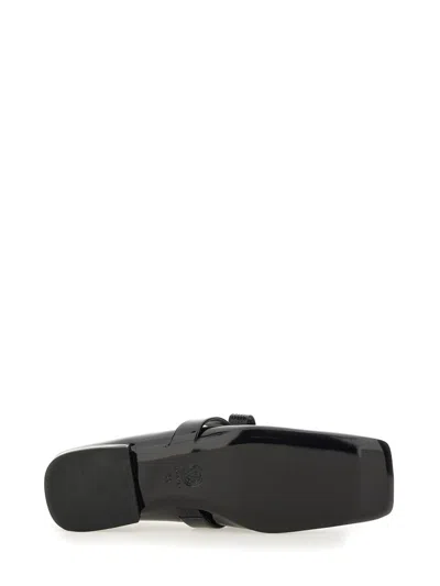 Versace 20mm Gianni Ribbon Patent Leather Flats In Black