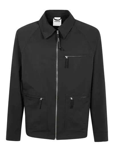 Aspesi Giubbotto Taharu In Twill Di Tessuto Tecnico - Nero In Black