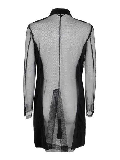 Comme Des Garçons Longline Sheer Sleeves Coat In Black