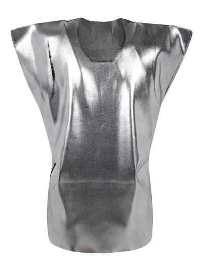 Junya Watanabe Metallic Sleeveless Sweater Structured Shoulders In Black