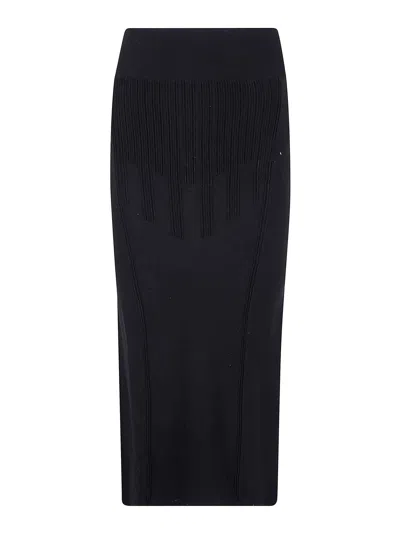 Mugler Heavy Fluid Midi Skirt In Black