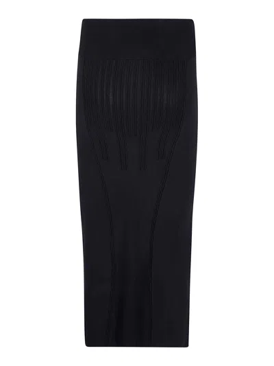 Mugler Heavy Fluid Midi Skirt In Black