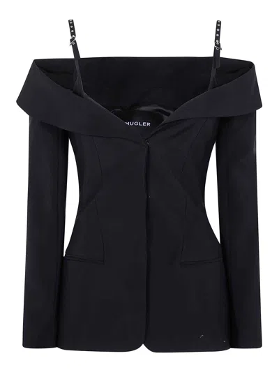 Mugler Women's Long Sleeves Top In Black