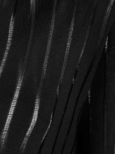 Sapio Sheer Striped V-neck Knit Sweater In Black