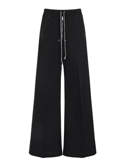 Rick Owens Wide Bela Cotton Poplin Pants In Black