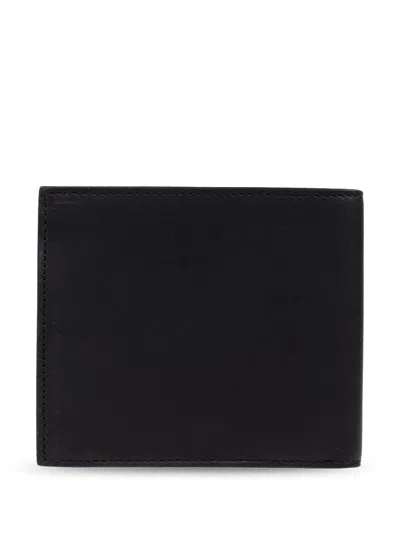 Paul Smith Black Leather Wallet With Signature Stripe Pattern In Black